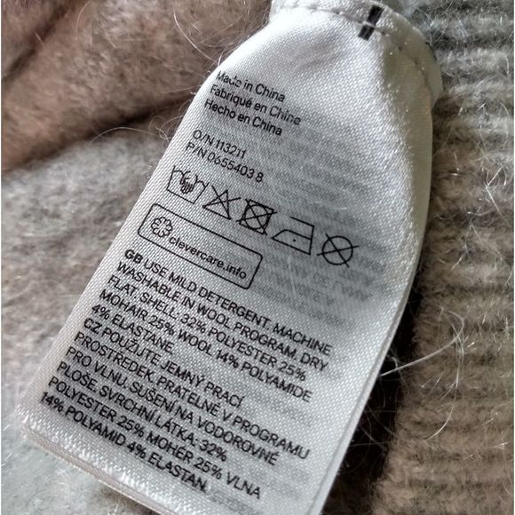 H&M Cropped Oversized Wool Long Sleeve Loose Crew Neck Gray Wool Sweater - Picture 8 of 11